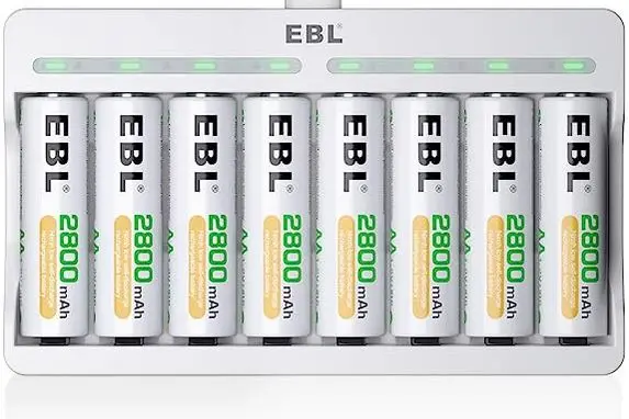 Ebl Rechargeable Aa Batteries 2800Mah 8 Pack And 8-Bay Aa Aaa Individual Rechargeable Battery Charger With 5V 2A Usb Fast Charging Function 1