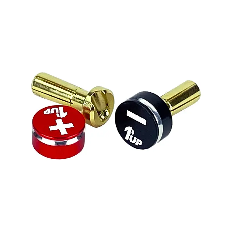 1Up Racing Lowpro Bullet Plug Grips W/5Mm Bullets (Black/Red) (1Up190432) 1
