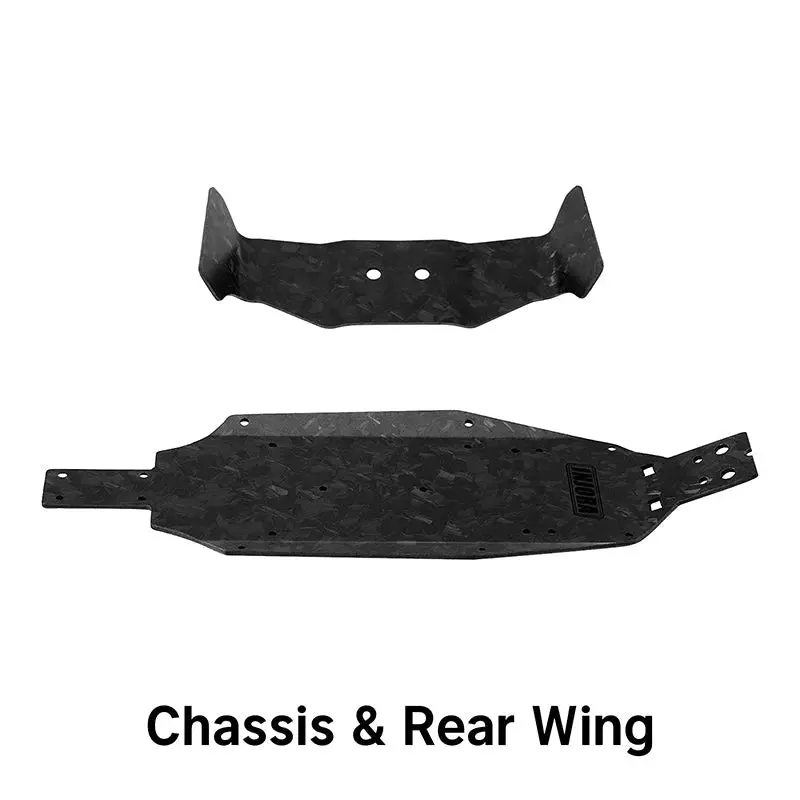 Injora Forged Carbon Fiber Chassis & Rear Wing For 1/24 Buggy Losi Micro-B(Los-26) 1