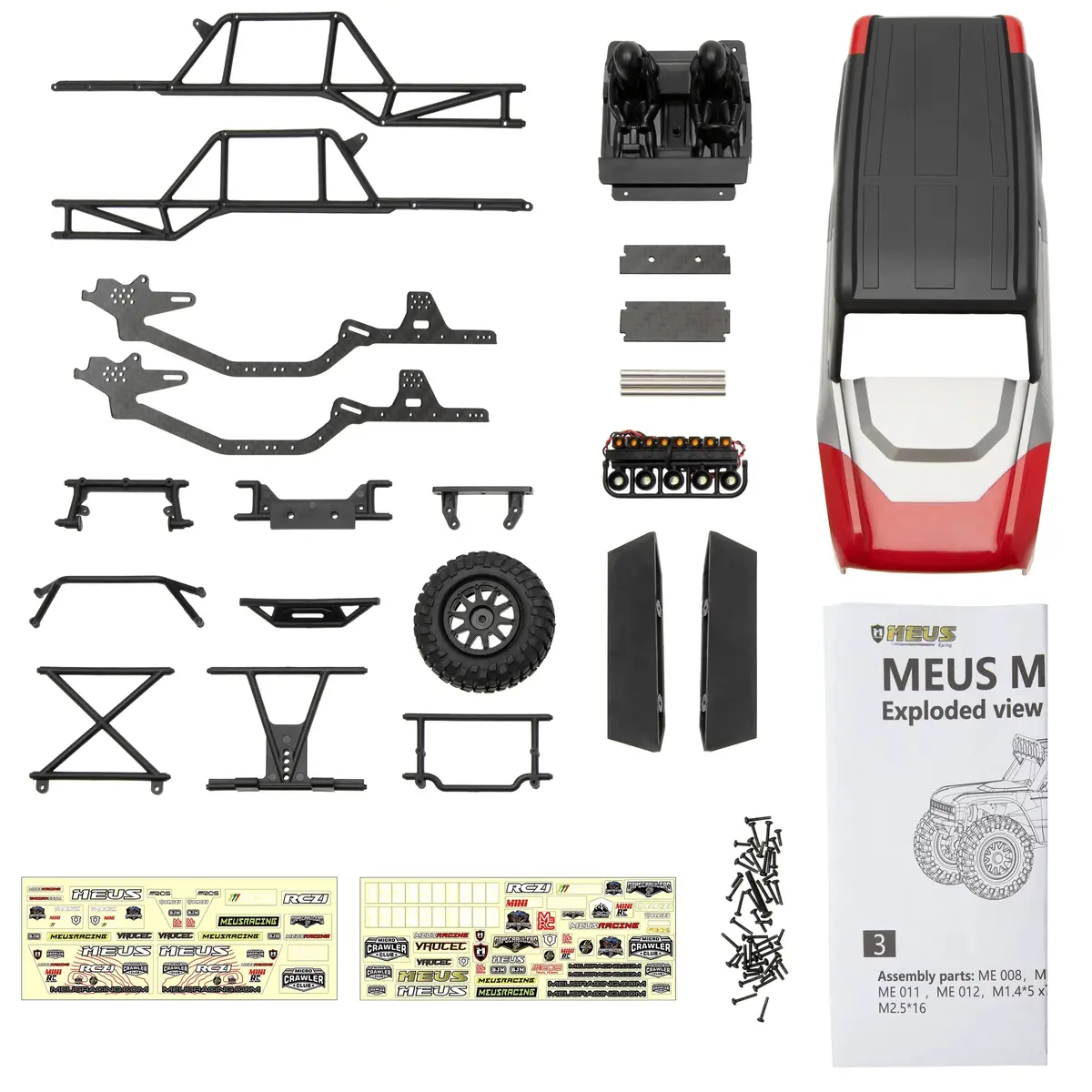 Meus Racing Mb24 Body 5.2In 132Mm Axial Shell Body Abs+Nylon Carbon Fiber Frame For 1/24 Axial Scx24 Bronco Deadbolt Jlu B-17 C10 - Red 1