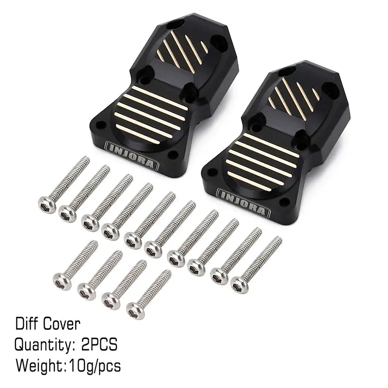 Injora: 2Pcs 10G/Pcs Black Brass Diff Covers For Axial Scx24 Ax24 1