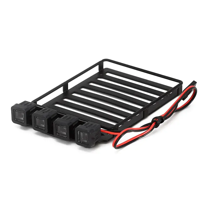 Injora Roof Rack Luggage Carrier With Spotlights For Axial Scx24 Jeep Wrangler Jlu (Scx24-96) 1