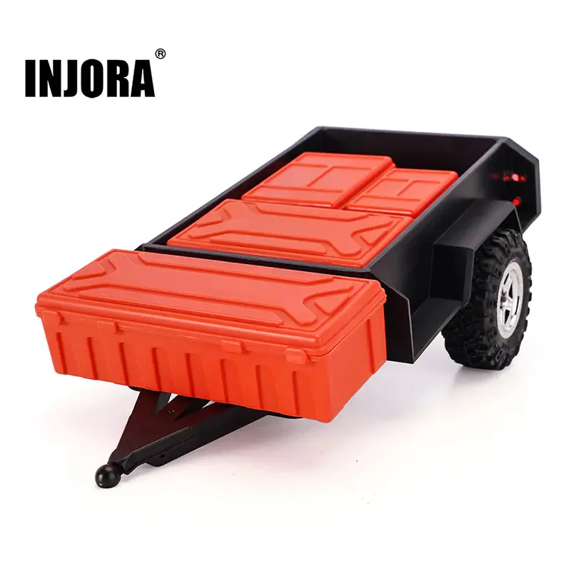 Injora: Utility Trailer With Hitch And Storage Boxes For 1/18 Trx4m (Ax-Tc07) 1