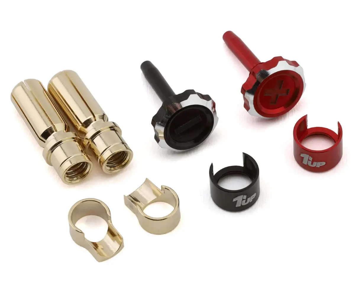 1Up Racing "Lockdown" Adjustable Bullet Plug Grips W/5Mm Bullets (Red/Black) (1Up190455) 1