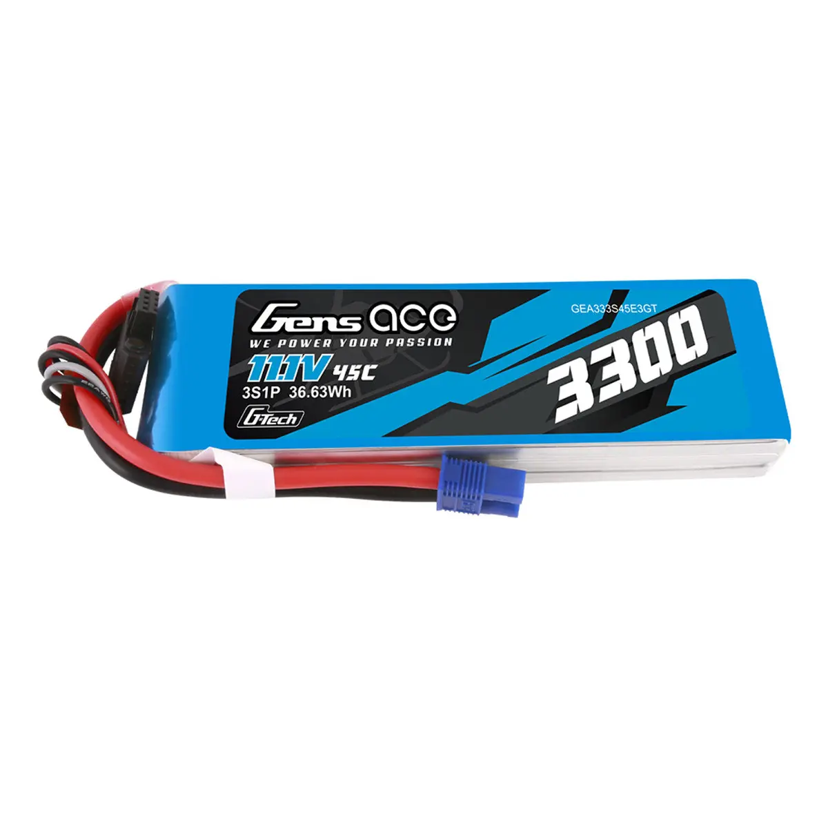 Gens Ace 3300Mah 3S 45C 11.1V G-Tech Lipo Battery Pack With Ec3 Plug 1