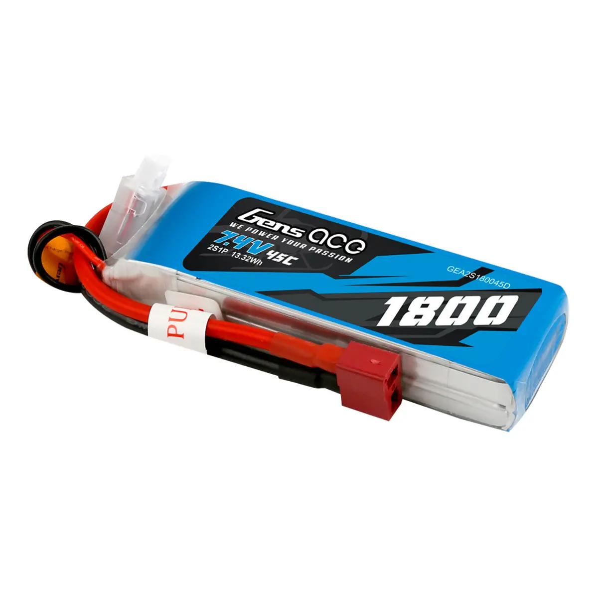 Gens Ace: 1800Mah 7.4V 2S1p 45C Lipo Battery Pack With Deans Plug 1