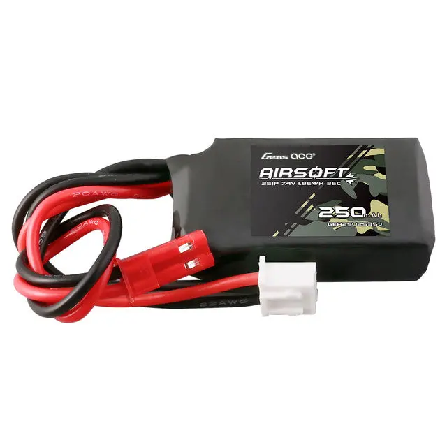 Gens Ace 250Mah 2S 35C 7.4V Airsoft Battery With Jst Plug 1