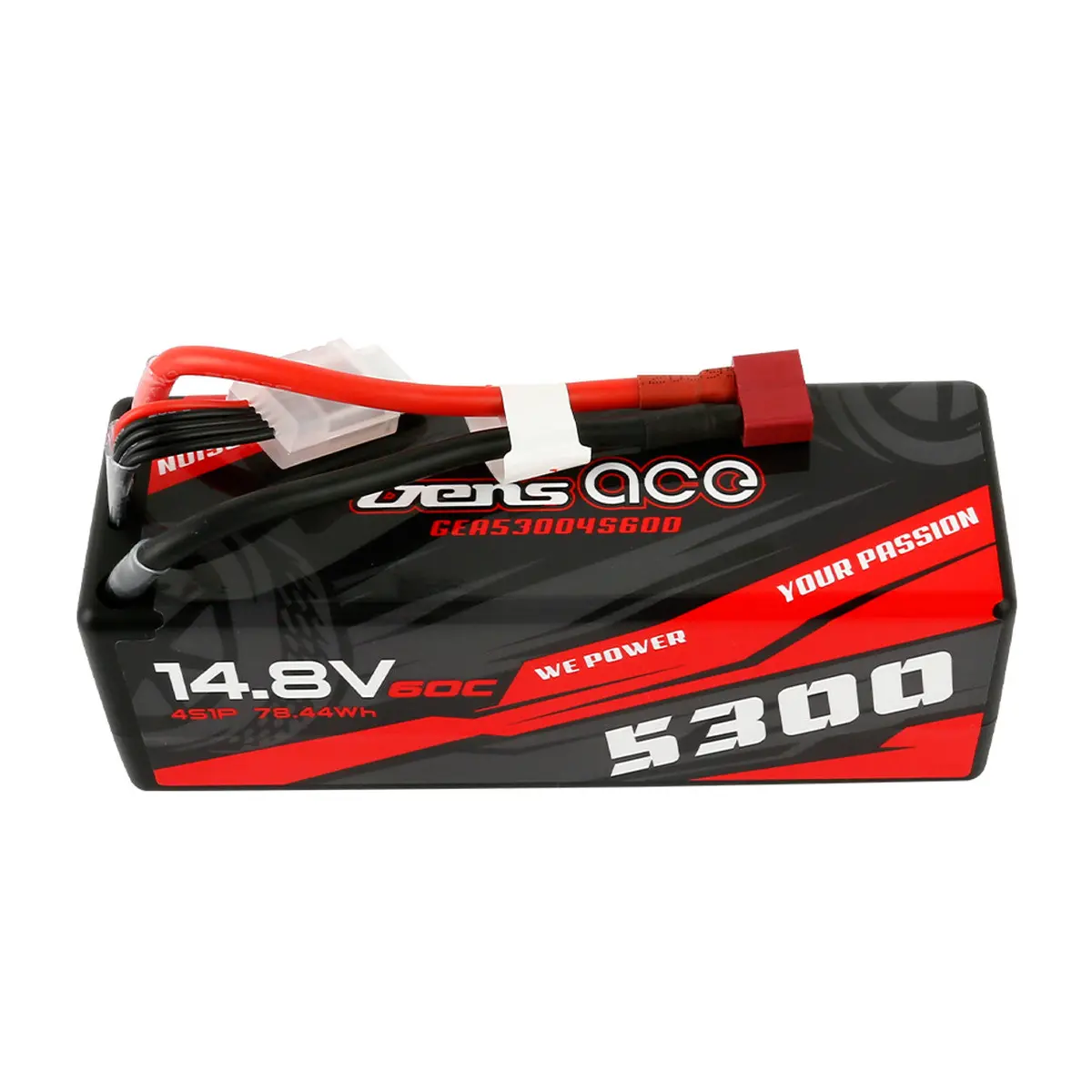 Gens Ace 5300Mah 14.8V 60C 4S1p Hardcase Lipo Battery14# With Deans Plug 1