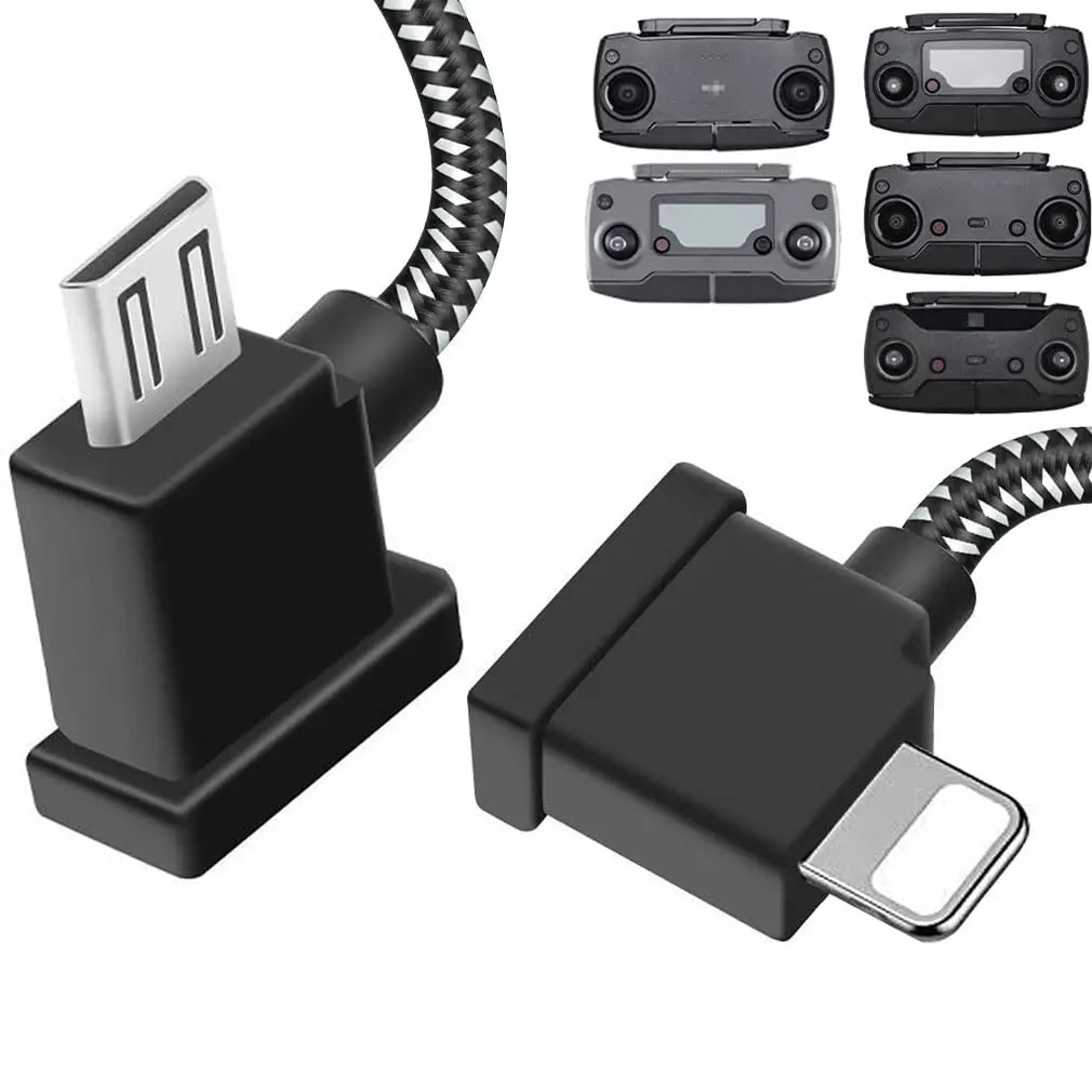 Dji 1Ft 90 Degree Usb Micro To Ios Dji Remote Controller Cable For Dji Mavic Mini(1St Generation), Mini Se, Dji Mavic Pro, Spark, 2 Pro Zoom, Mavic Air, Platinum, Phone/Tablet Data Otg Cord Accessories 1