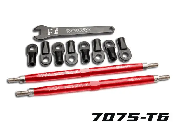 Traxxas Toe Links, Revo® (Tubes Red-Anodized, 7075-T6 Aluminum, Stronger Than Titanium) (128Mm, Fits Front Or Rear) (2)/ Rod Ends, Rear (4) (5338R) 1