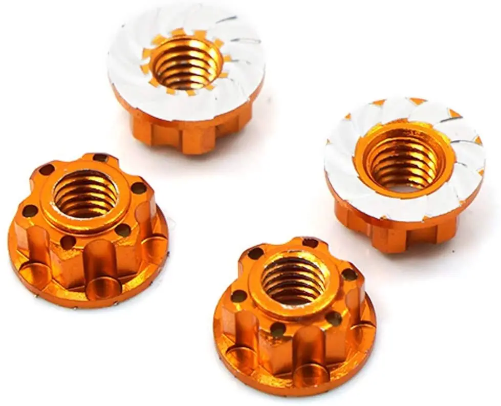 Yeah Racing  4Mm Aluminium Wheel Flange Lock Nut (4) For Rc Car (Ya-0448Or) 1