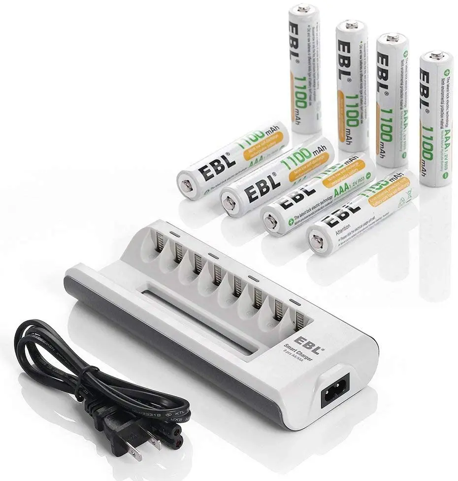 Ebl Aaa Rechargeable Batteries Precharged 8 Pieces 1.2V 1100Mah Aaa Batteries With Battery Charger For Aa Aaa Batteries 1