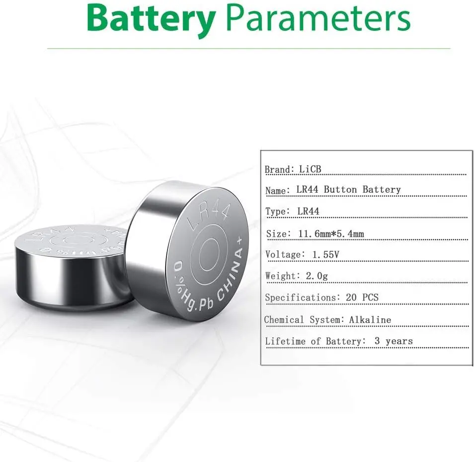 Licb (2 Pack) Lr44 Ag13 357 303 Sr44 Batteries 1.5V Button Coin Cell Batteries 1