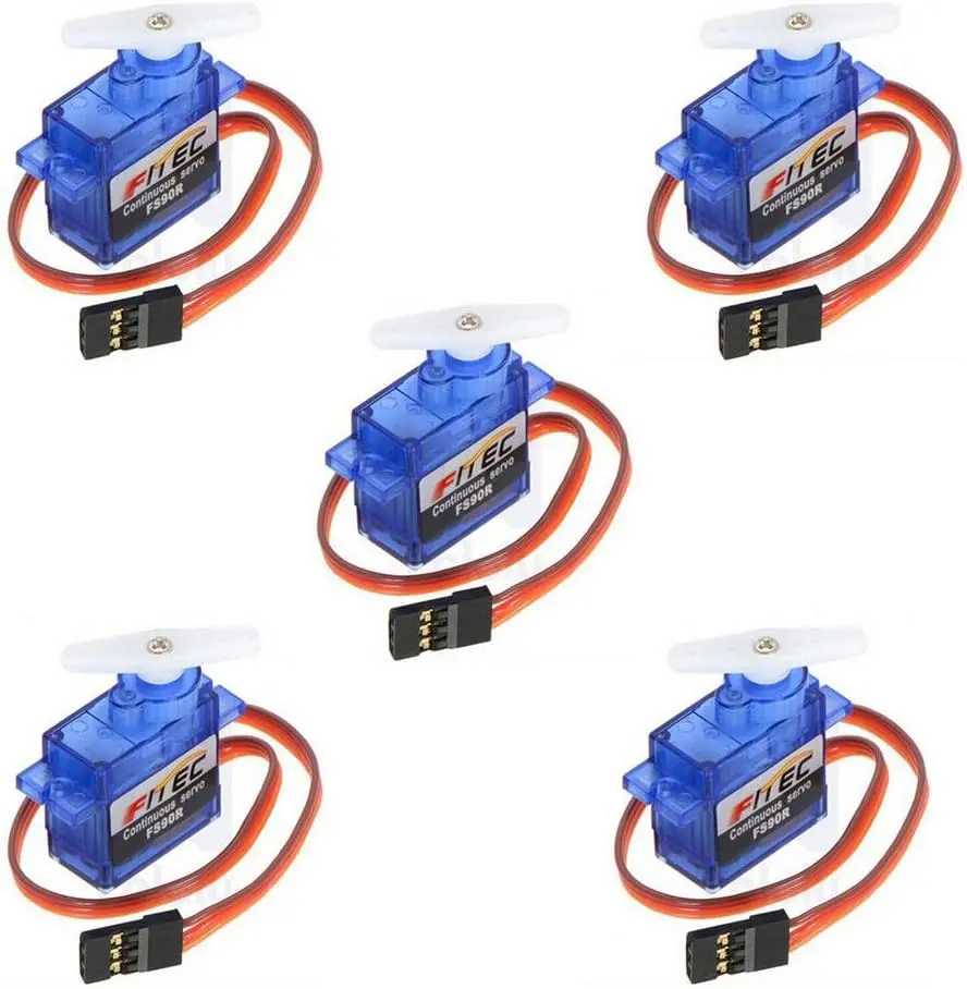 Feetech Fs90r (5 Pack) - 360 Degree Continuous Rotation Servo 9G For Robotic Helicopter Airplane Boat (Fs90r) 1