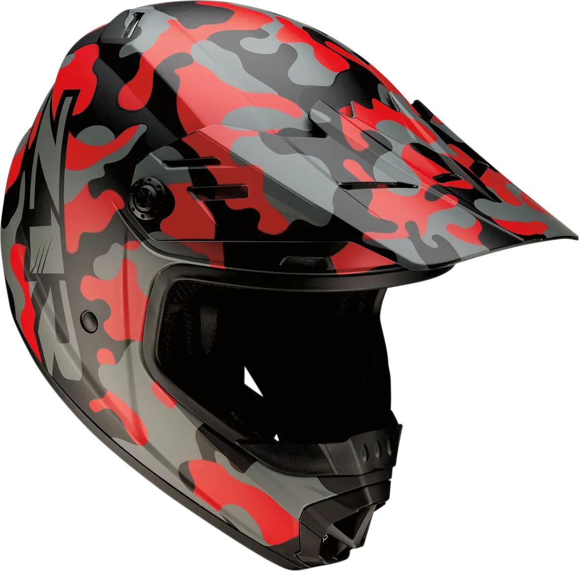 Z1R Youth Motorcycle Helmet – Camouflage Design, Red Accent, Medium Size (Model #0111-1265) 1