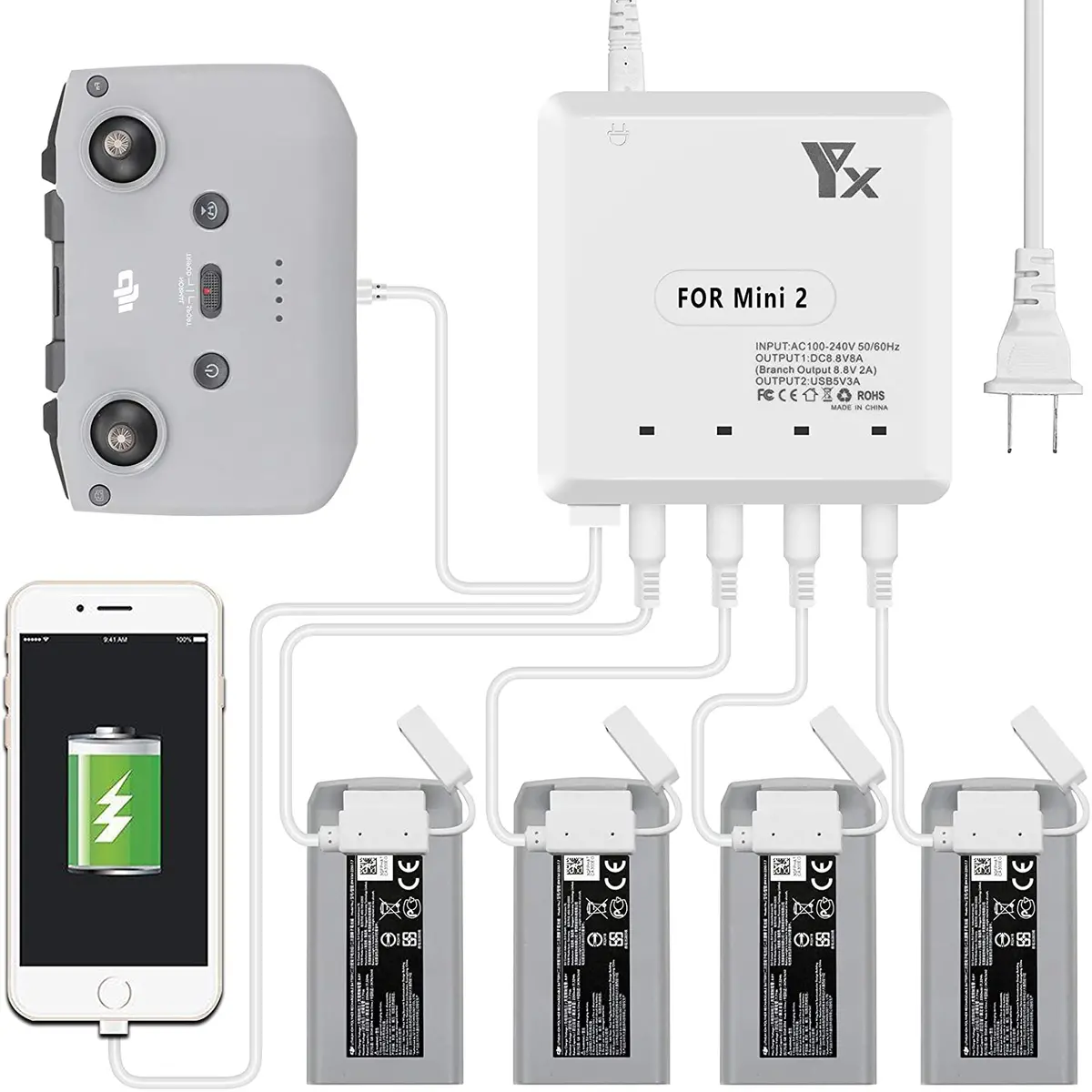 Dji  6 In 1 Battery Charger For Dji Mini 2,Mini Se Drone,Rapid Multi Parallel Charging Hub Accessories 1