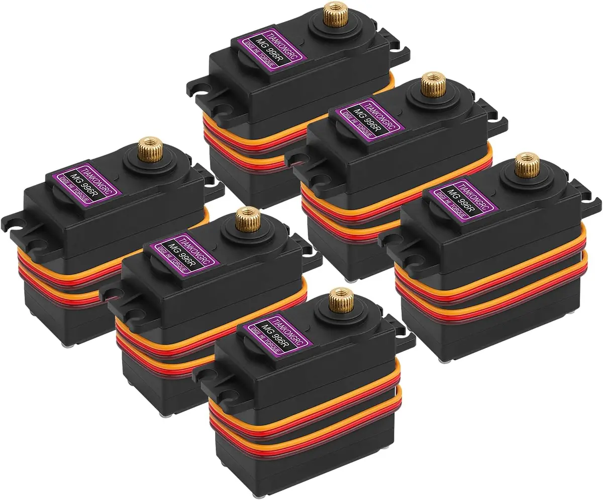 6 Pcs Mg996r 55G Metal Gear Torque Digital Servo Motor For Futaba Jr Rc Helicopter Car Boat Robot (Mg996r) 1