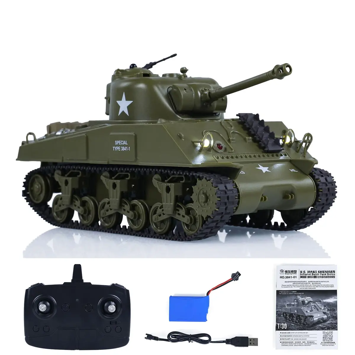 Heng Long 1/30 U.S. M4a3 Sherman Easy Eight Ir Tank, Battle Sounds, Rotating Turret 1