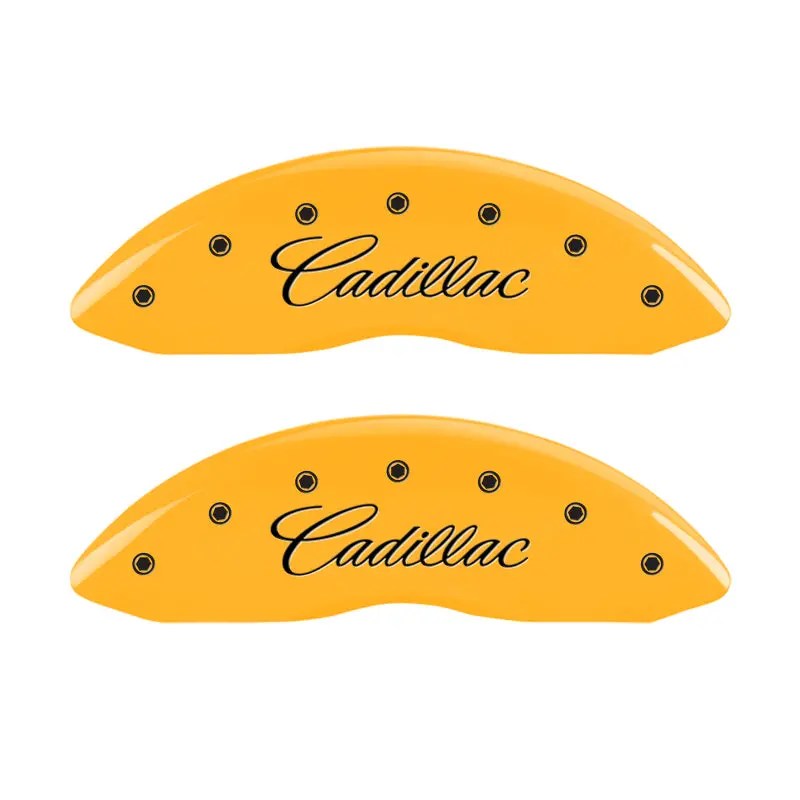 Mgp Engraved Front And Rear Brake Caliper Covers – Cadillac Yellow Finish With Black Accents 1