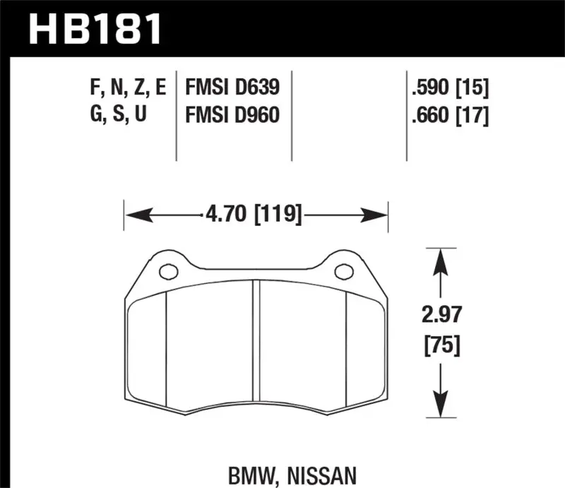 Hawk Hps Front Street Brake Pads For 1994–1997 Bmw 840Ci & 850Ci 1