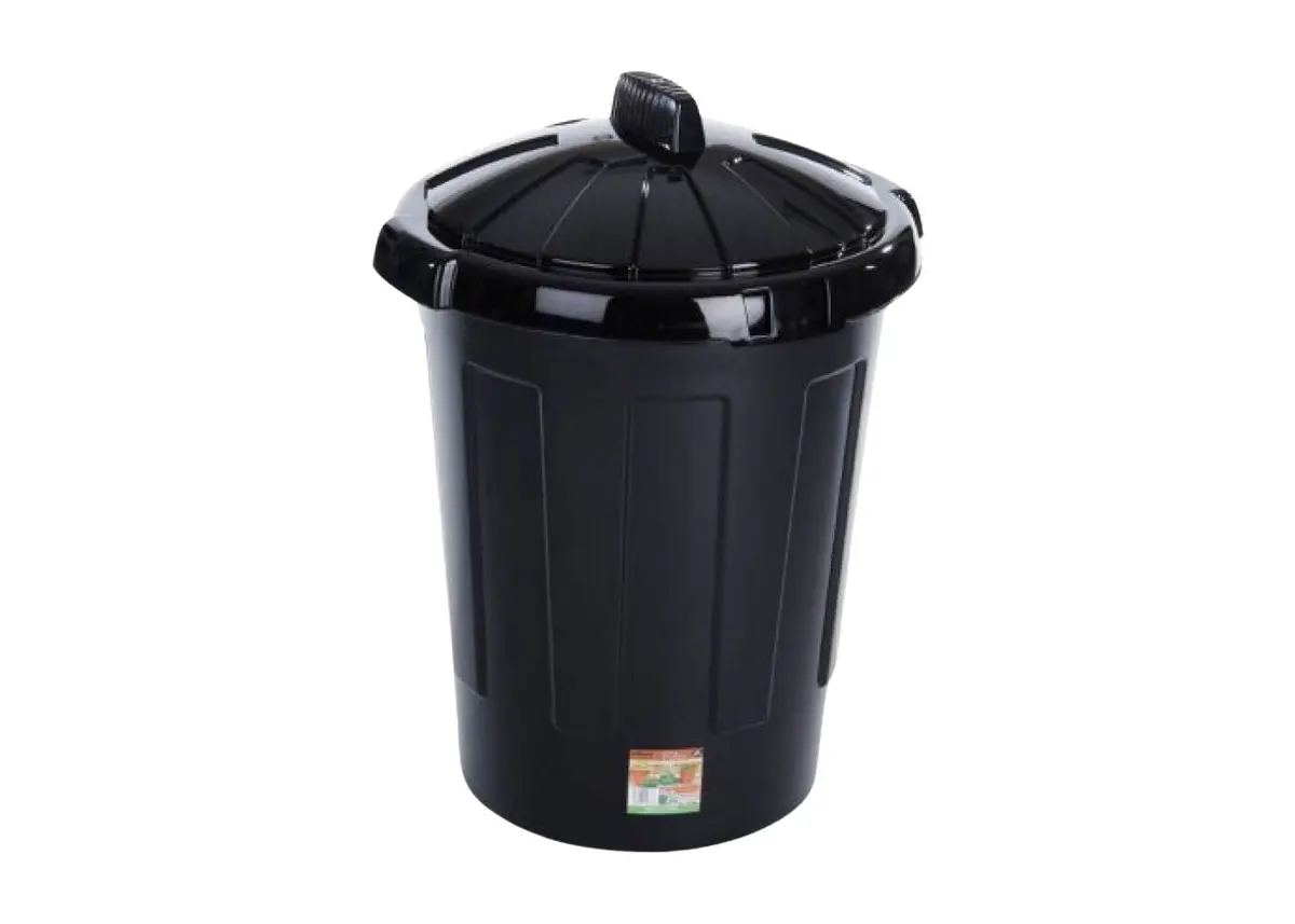 80-Litre Basic Black Plastic Dustbin 1