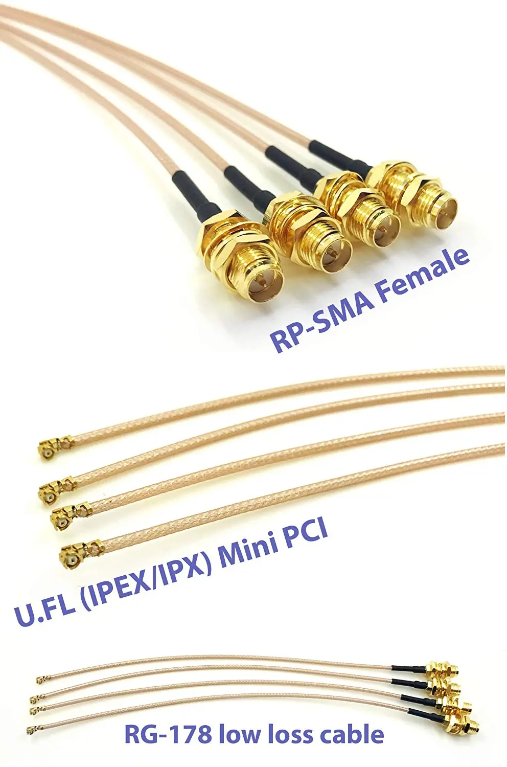 Mini Pci To Rp-Sma Female Pigtail Antenna Rg-178 Low Loss Cable (7 Inches (17.8 Cm)) 1