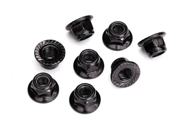 Traxxas Nuts, 5Mm Flanged Nylon Locking (Steel, Black Serrated) (8) (8447) 1
