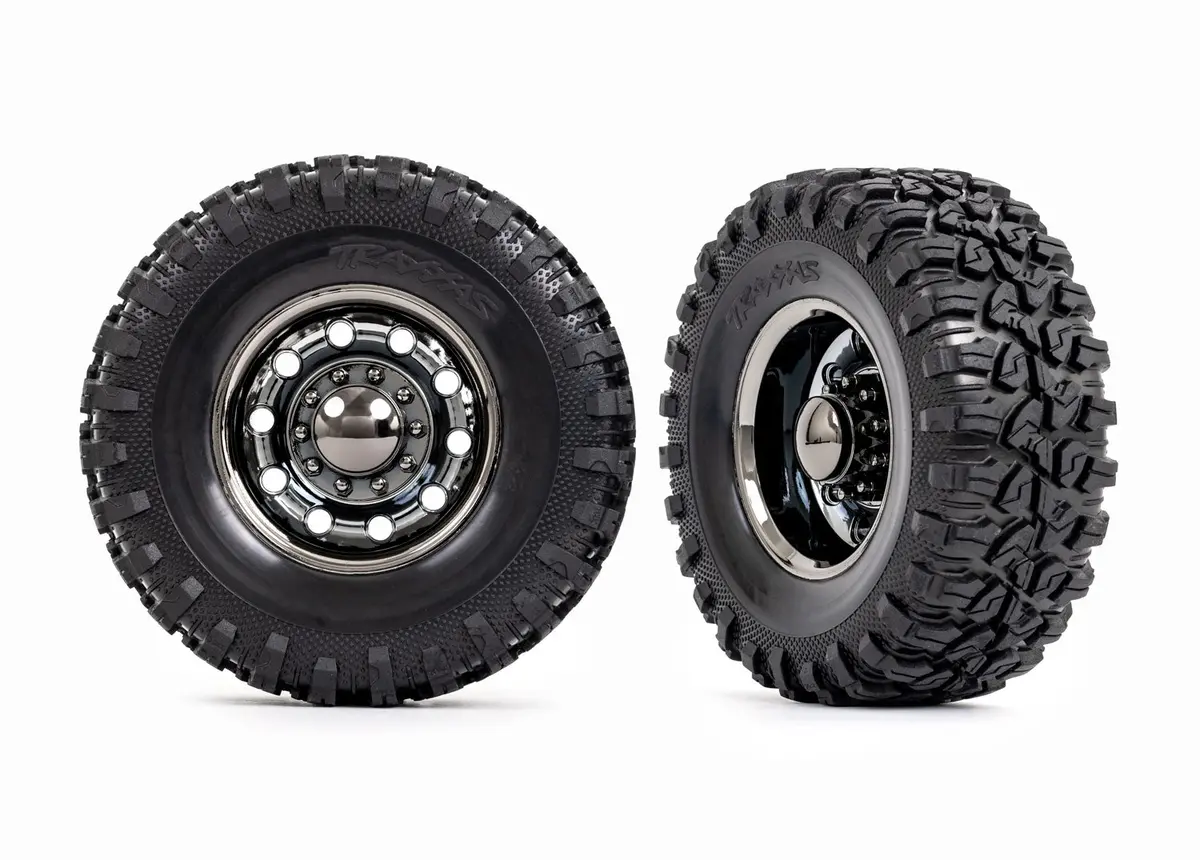 Traxxas 2.2" Black Chrome Rear Wheels & Canyon Rt Tires (2) 1