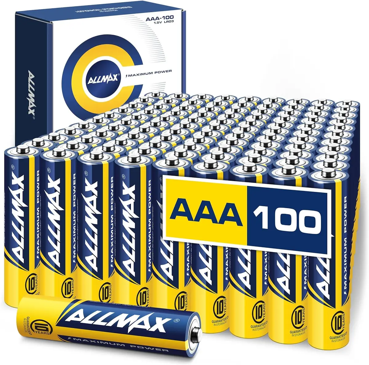 Allmax Aaa Maximum Power Alkaline Triple A Batteries (100 Count) – Ultra Long-Lasting, 10-Year Shelf Life, Leakproof Design, Maximum Performance – 1.5V 1
