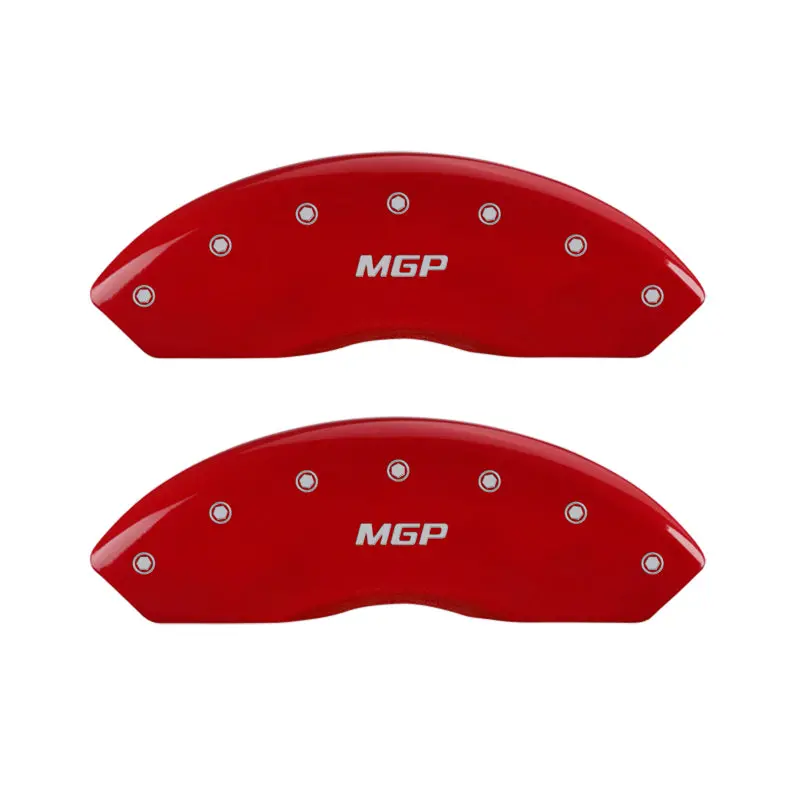 Mgp Engraved 4-Piece Caliper Cover Set – Front & Rear, Bold Red Finish With Silver Mgp Lettering 1