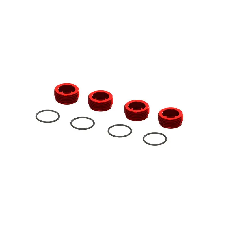 Arrma Aluminum Front Hub Nut Red (4) With O-Rings (Ara320467) 1