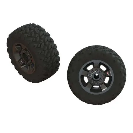 Arrma 1/8 Ragnarok Mt Front/Rear 2.8 Pre-Mounted Tires, St, 14Mm Hex, Black Chrome (2) (Ara550053) 1