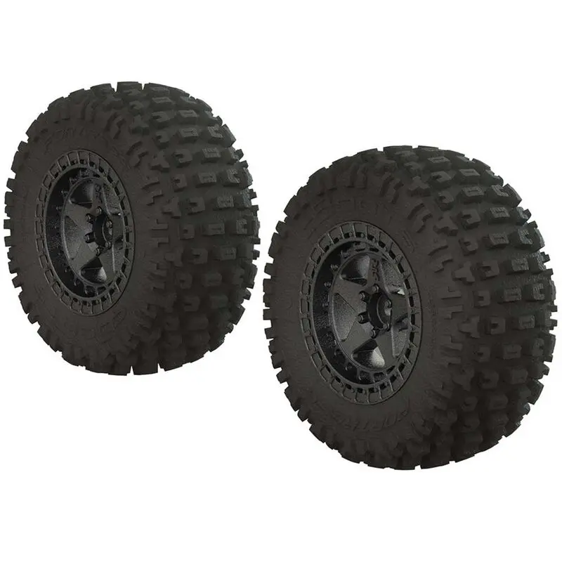 Arrma (Ar550043) 1/10 Dboots Fortress Sc 2.2/3.0 Pre-Mounted Tires, 14Mm Hex, Black Chrome (2) (Arac9631) 1