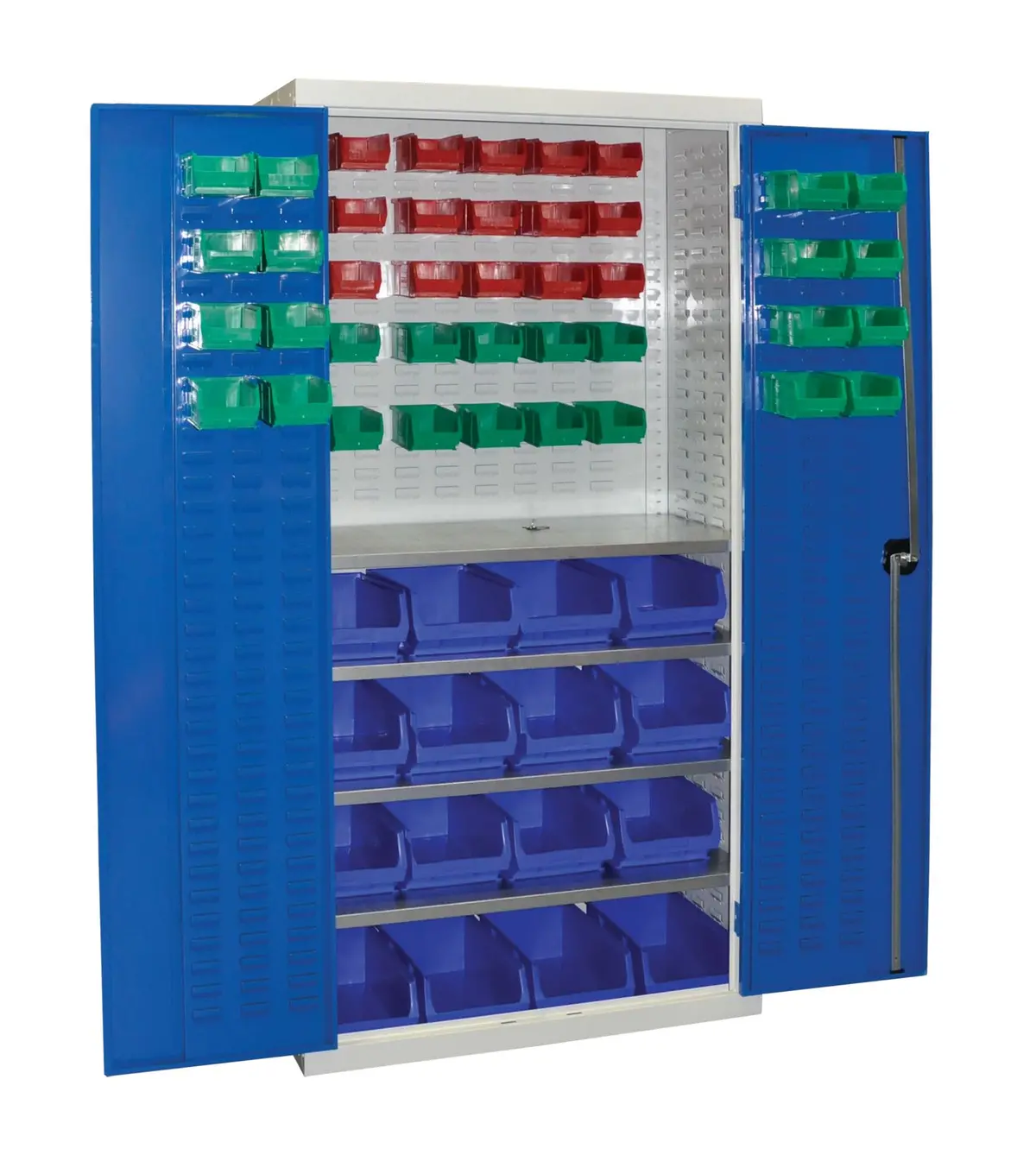 Parts Storage Cabinet With 16 X Size 4 And 41 X Size 2 Containers 1