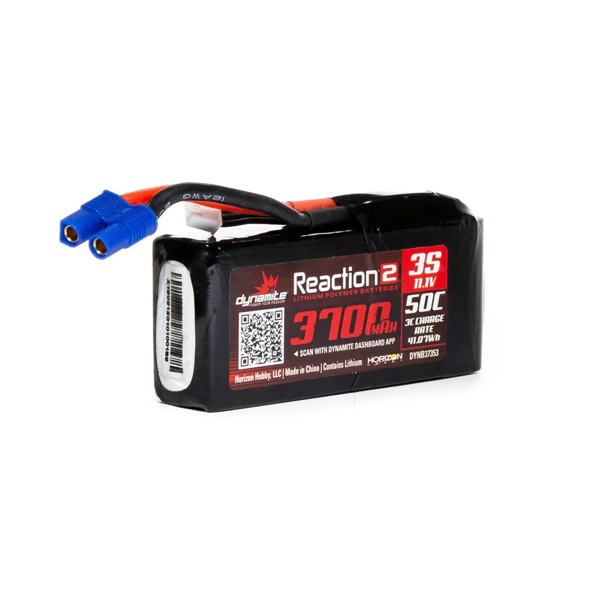 Dynamite 11.1V 3700Mah 3S 50C Reaction 2 Lipo Battery: Ec3 (Dynb37353) 1