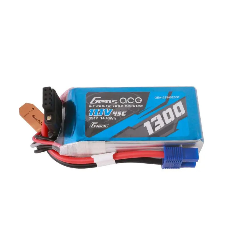 Gens Ace 1300Mah 3S 45C 11.1V G-Tech Lipo Battery Pack With Ec3 And Deans Adapter 1