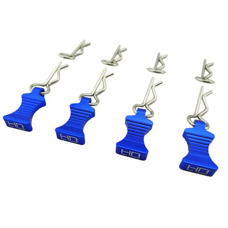 Hot Racing 1/10 Blue Aluminum Ez Pulls (4) Body Clips (8) (Hraac03ez06) 1