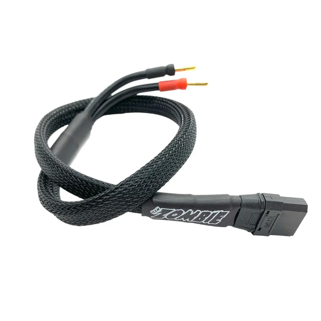 Zombie Xt90 To 4Mm Charger Power Supply Cable 500Mm (All Black) 1