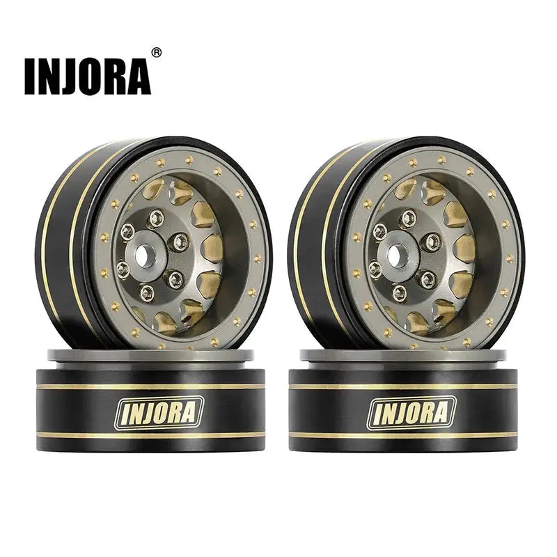 Injora 1.0 Plus Brass Beadlock Wheel For 1/24 1/18 Rc Crawler Scx24 Trx4m Fcx24 (W1107) 1