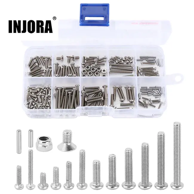 Injora M1.6 M2 M2.5 Grade 12.9 Stainless Steel Hex Screws Nuts Hardware Kit For 1/18 Trx4m (4M-15) 1