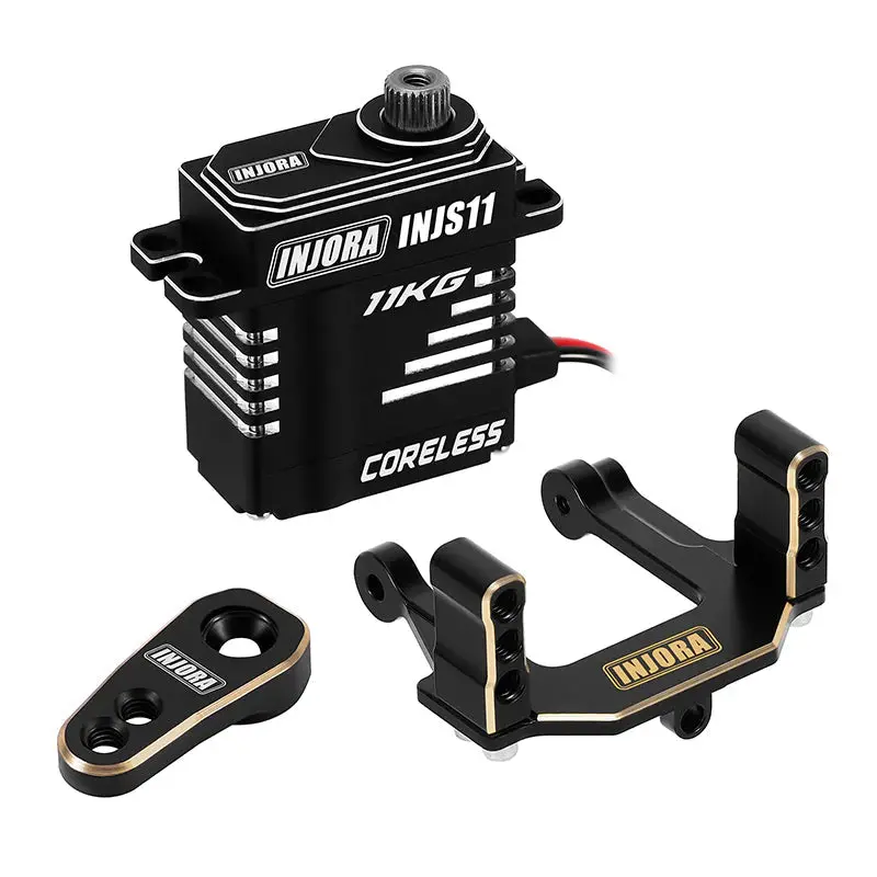 Injora Adjustable Black Brass Servo Mount & Horn For 1/18 Redcat Ascent18 (Injs11-Asc18) 1
