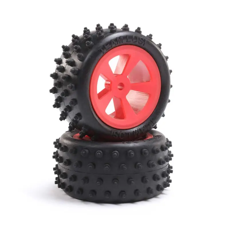 Losi 4 Row Rear Tires, Mounted, Red (2): Mini Jrx2 (Los41023) 1