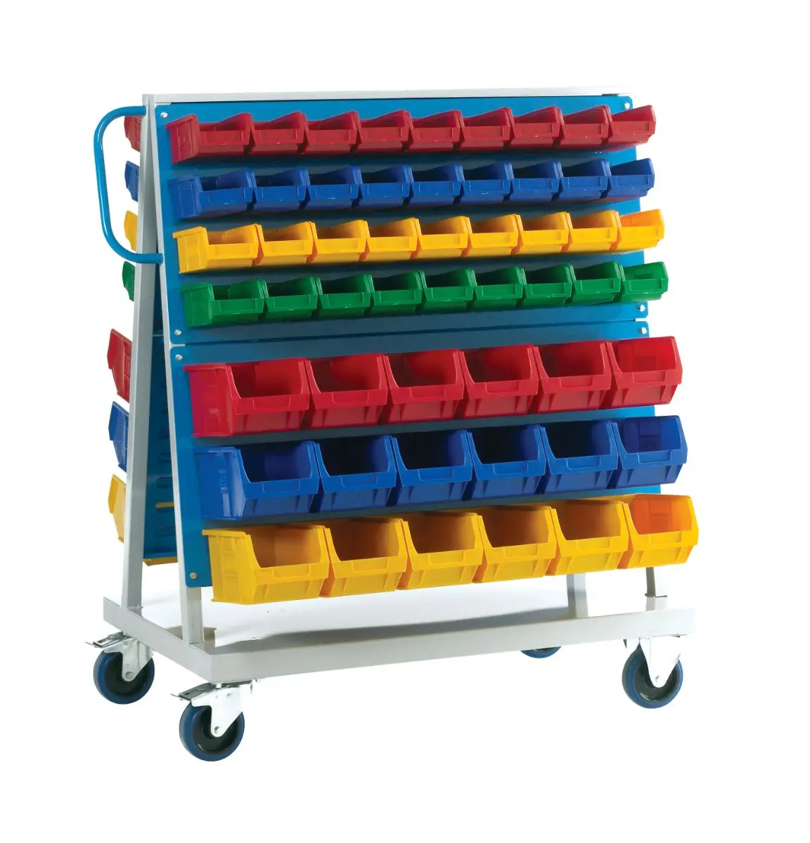 Mobile Louvre Panel Trolley With Plastic Bins 1