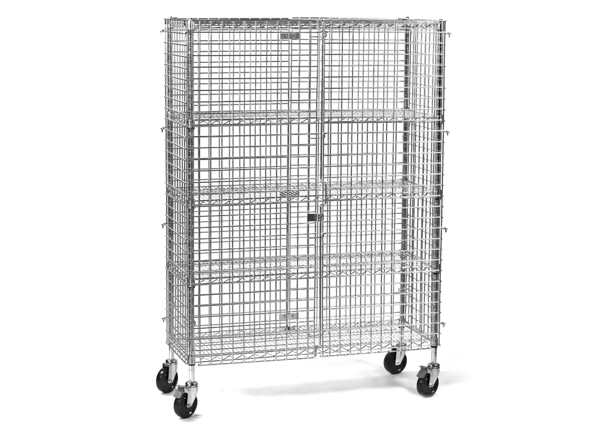 Mobile Five-Tier Wire Mesh Cage Lockers 1