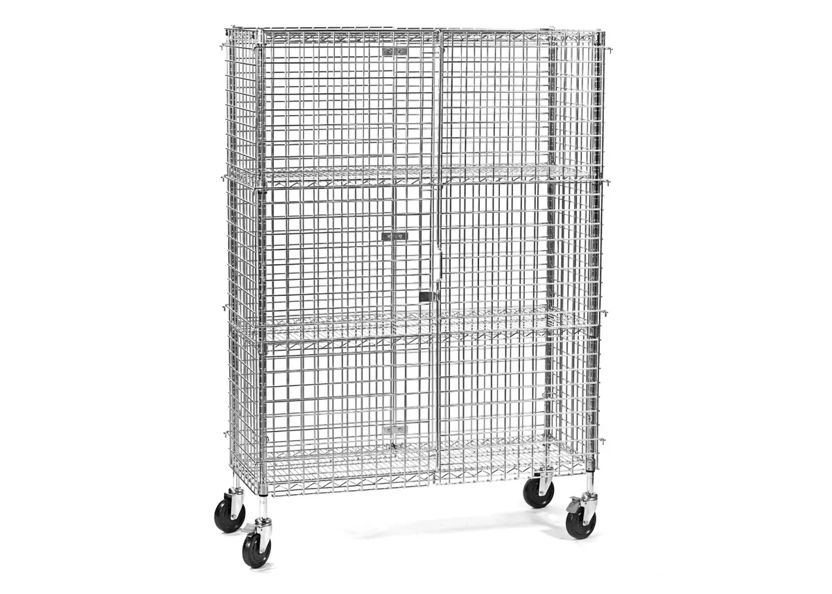 Mobile Four-Tier Wire Mesh Cage Lockers 1