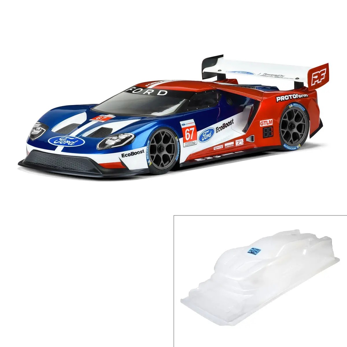 Protoform: 1/10 Ford Gt Lw Clear Body: 190Mm Touring Car With Lp Shock Towers (Prm155025) 1