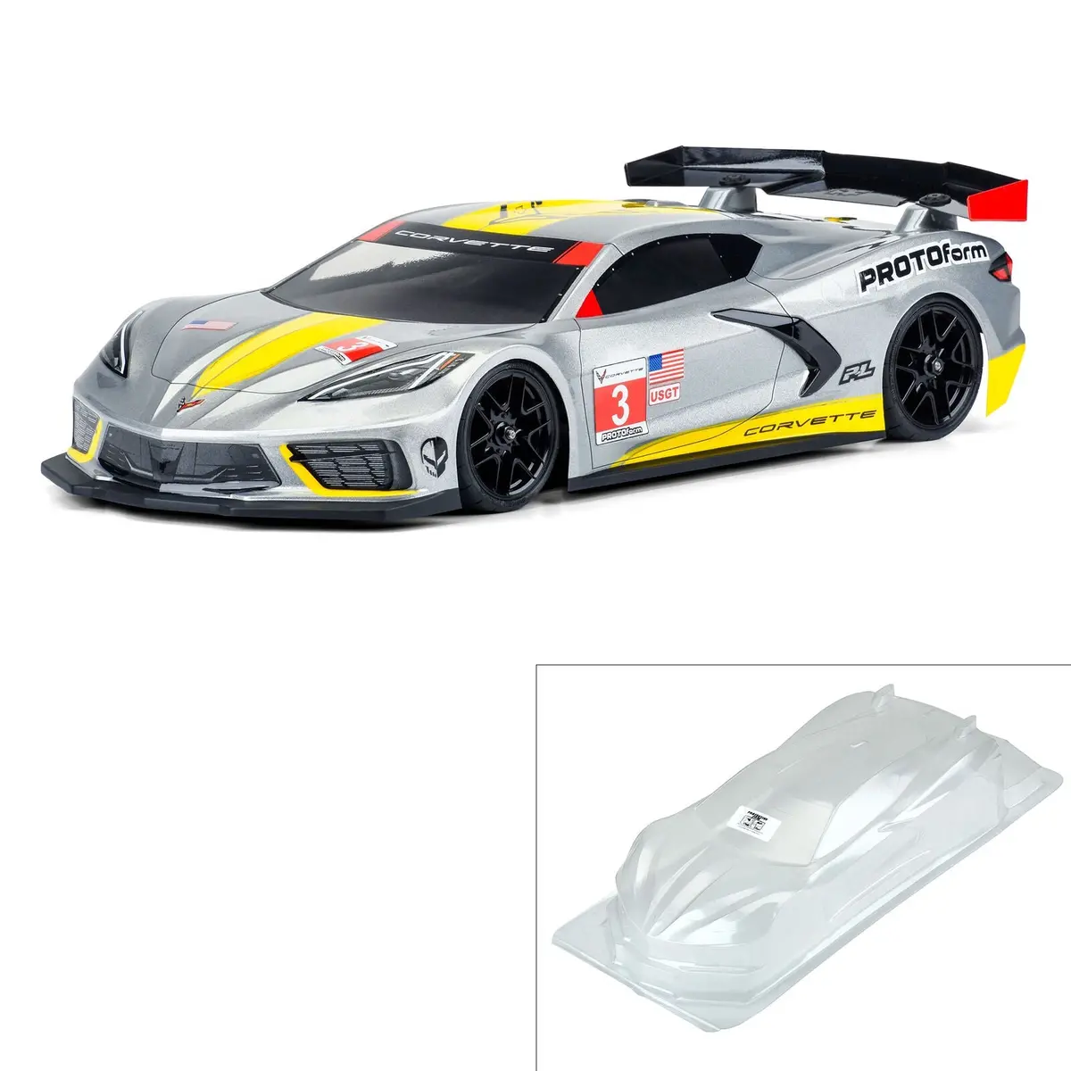 Protoform 1/10 Chevrolet Corvette C8 Clear Body: 190Mm Touring Car 1