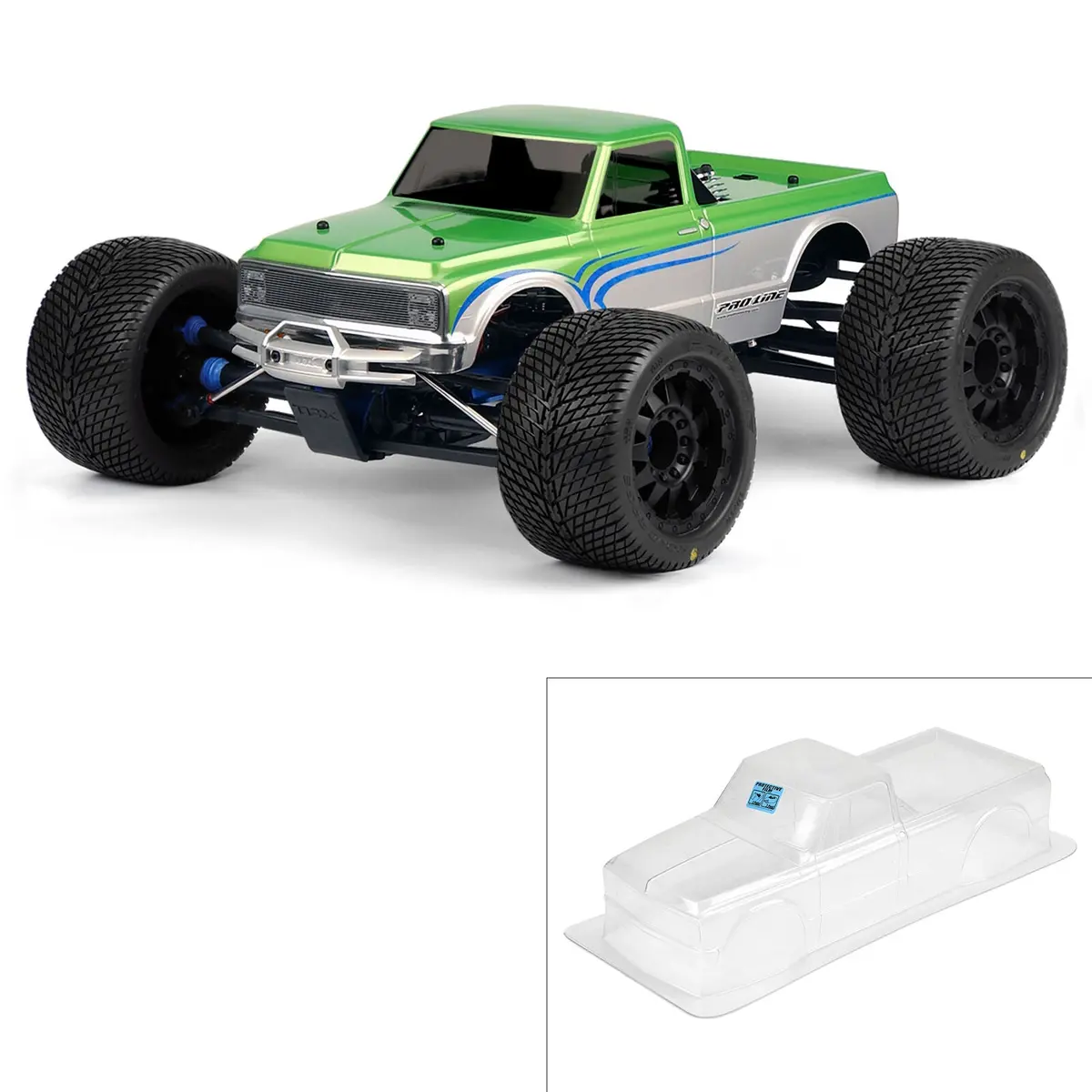 Pro-Line  1/8 1972 Chevy C-10 Long Bed Clear Body: Monster Truck (Pro322700) 1