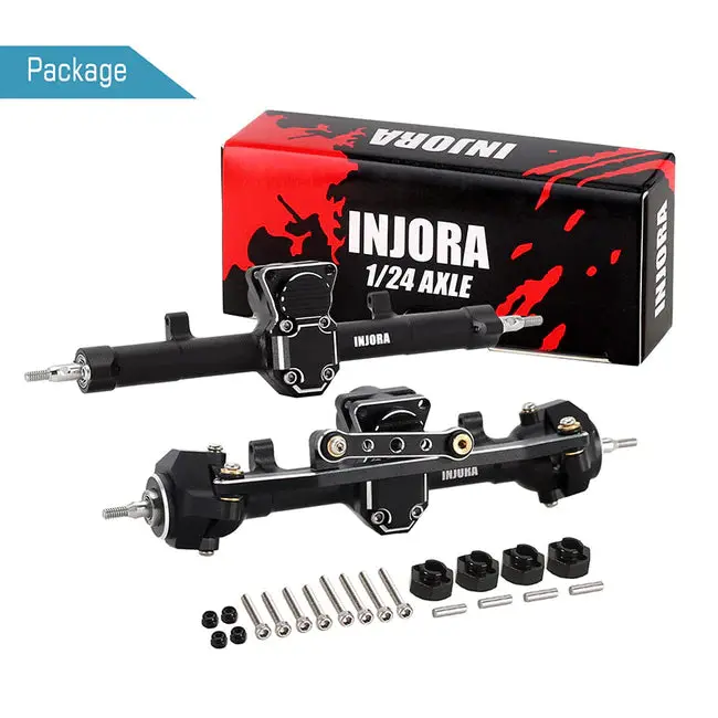 Injora Black Aluminum Front & Rear Axles Set For Axial Scx24 (Scx24-123Fr) 1