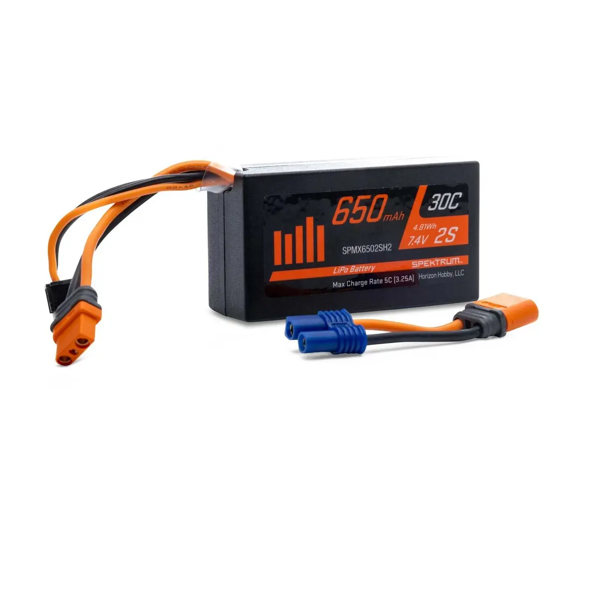 Spektrum Smart: 7.4V 650Mah 2S 30C Lipo Battery: Ic2 (Spmx6502sh2) 1